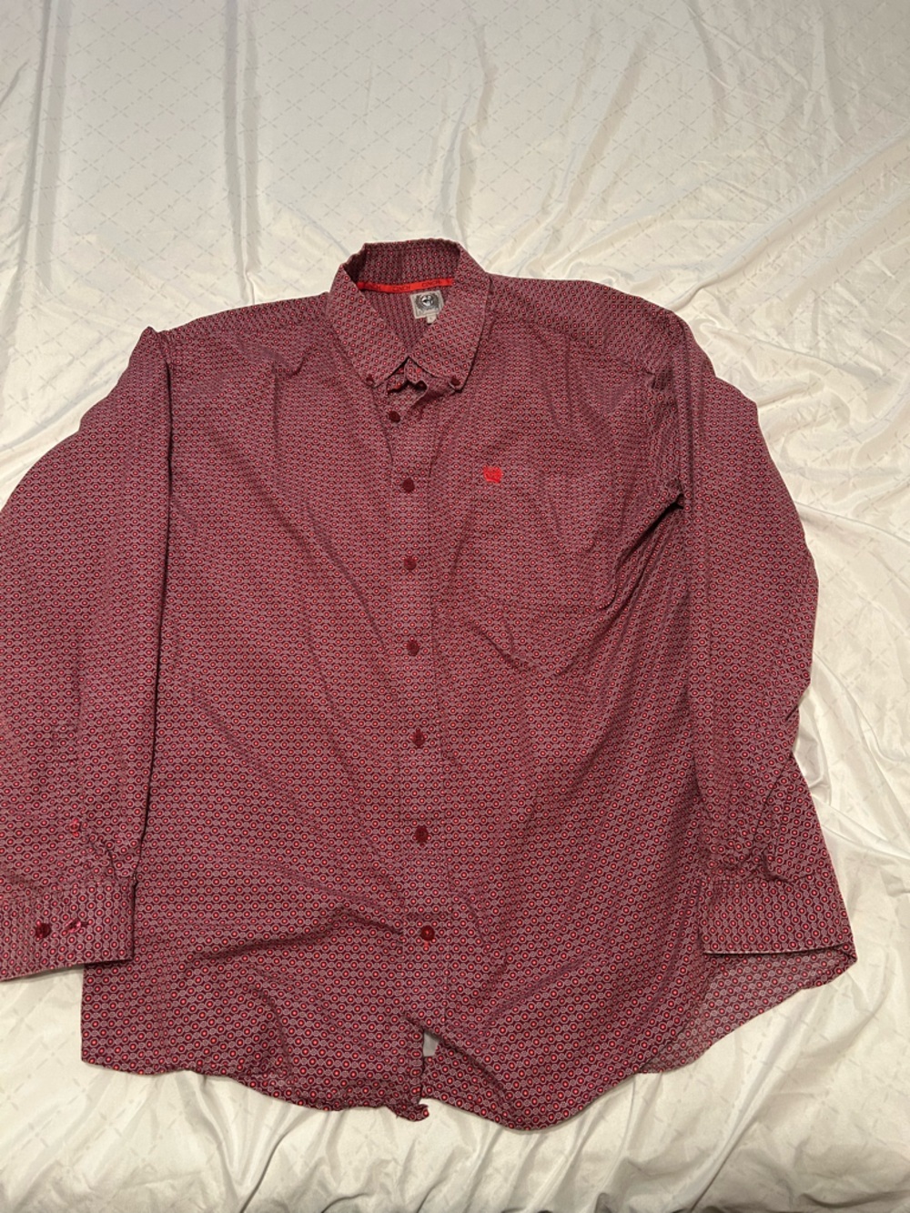 Cinch Men's Burgundy Geometric Button-Down Shirt